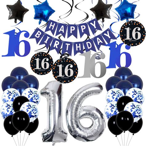 blue 16th birthday decorations